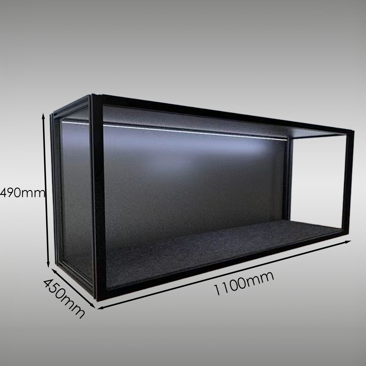 StackCase SC110 (1100×450×490mm) – Stackable Display Case with LED